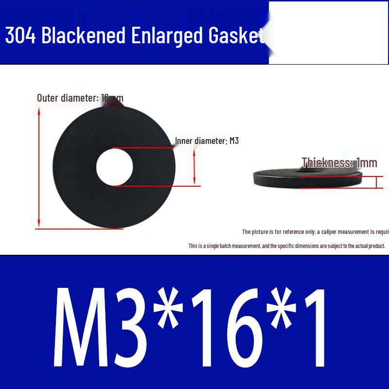 Large Black 304 Stainless Steel Ultra-Thin Oversized Flat Washer, Zinc-Plated