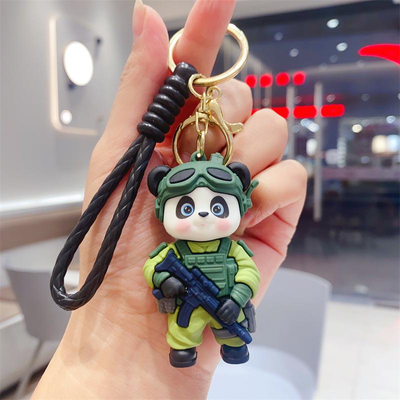 Creative Special Forces Panda Keychain Cute Cartoon Troop Little Warrior Doll Couple Bag Pendant Small Gifts