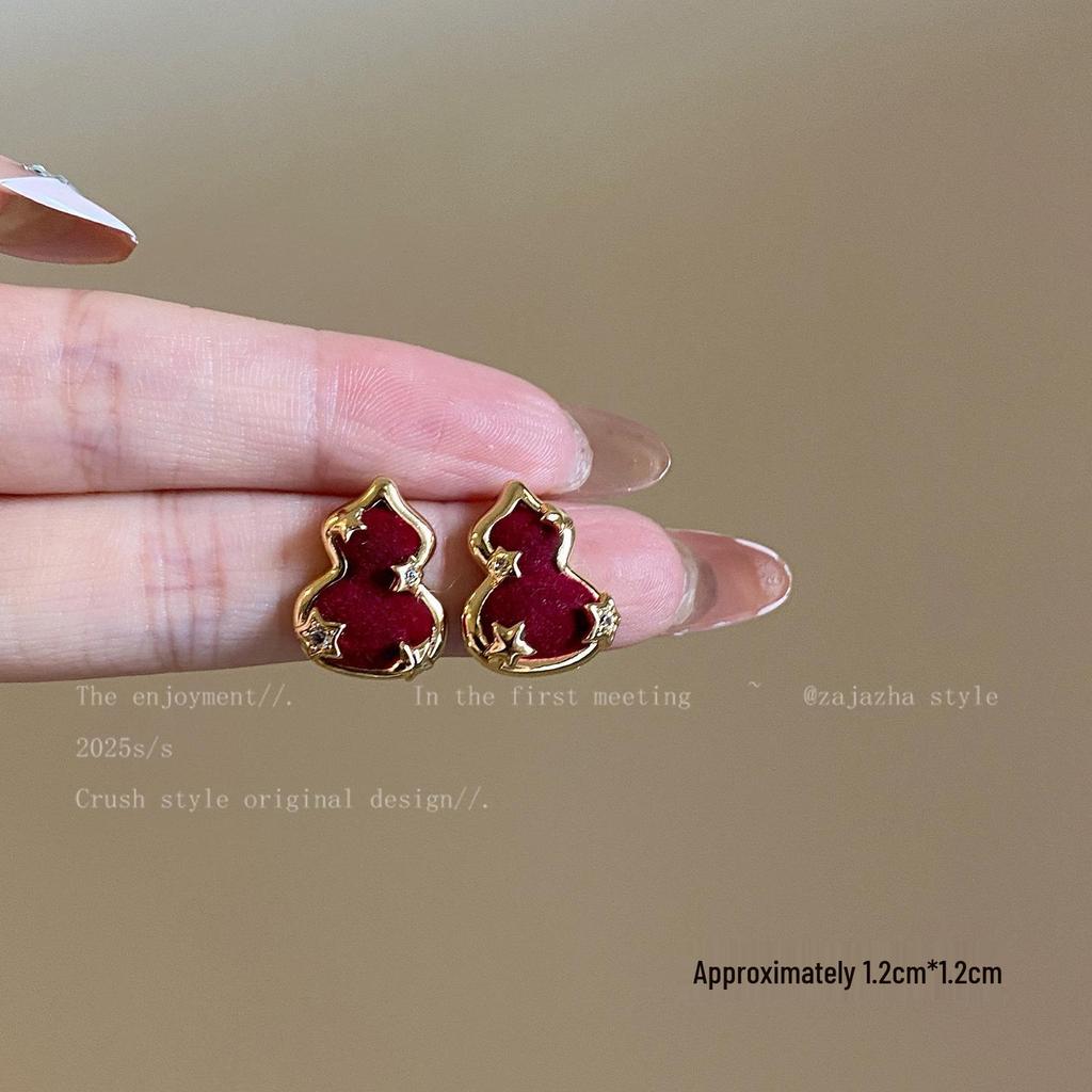 Red Velvet Horse Stud Earrings for Women - New Autumn/Winter 2025 Niche Design