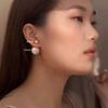 1 Pairs Versatile Imitation Pearl Earrings Minimalist Design Vintage Red Half Circle Earrings Elegant Classic Stud Earrings