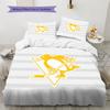 Pittsburgh Penguins Pattern Bedding Quilt Set  Home Decoration  Gift (1 * Duvet Cover + 2 * Pillowcase  Without Core)
