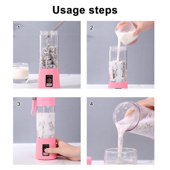 Portable Blender USB Rechargeable Cordless Mini Blender Shakes Juicer with 6 Stainless Steel Blades BPA-Free Blending Machine