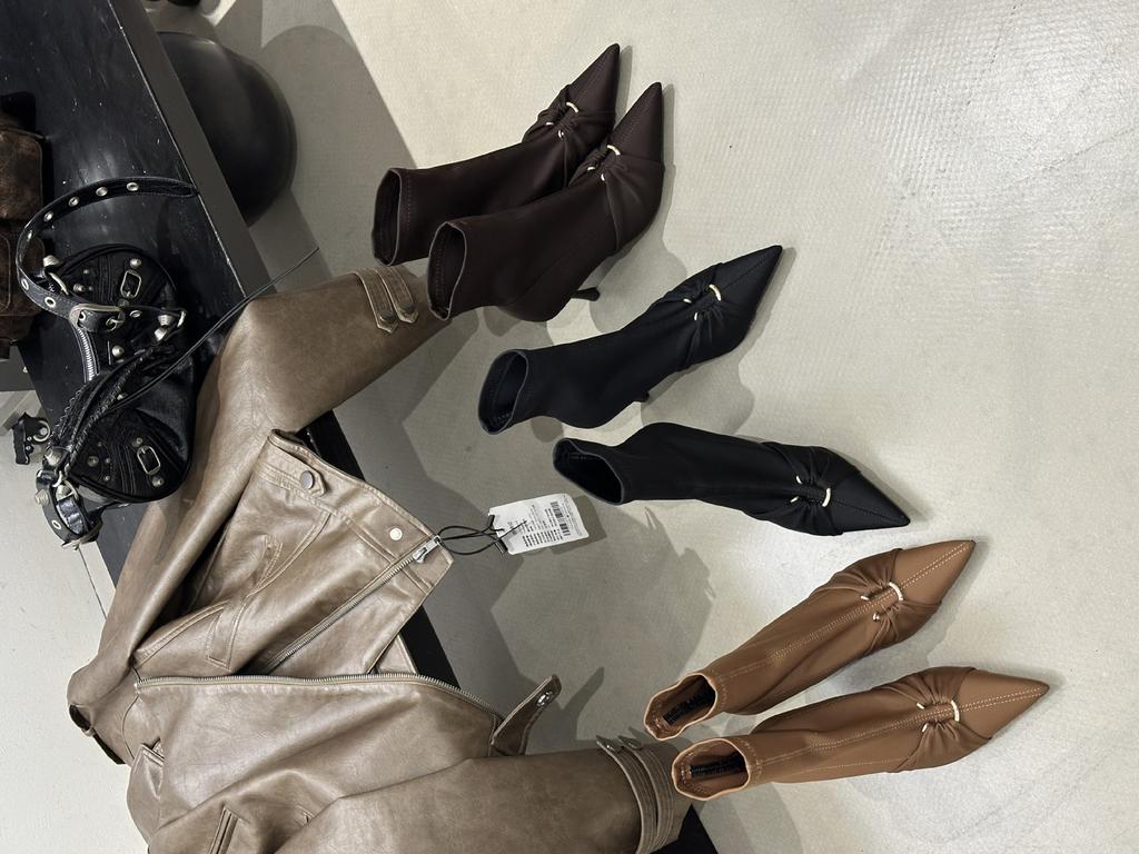 Pointed short boots women's autumn and winter 2025 new women's boots stiletto boots short boots high heels satin Martin boots