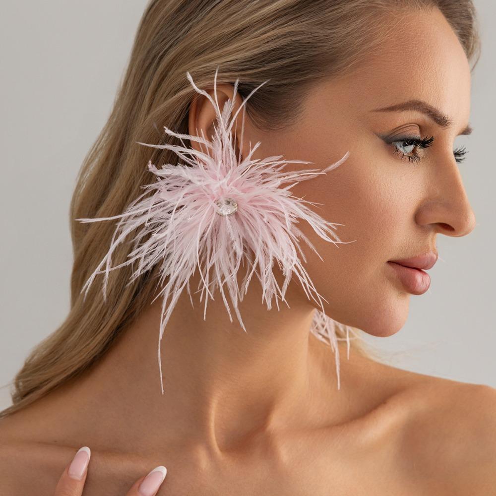 Creative Inlaied Rhinestone Stud Earrings Charm Crystal Dangle Earring Feather Earrings Banquet