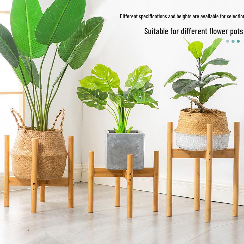 Nordic Wooden Flower Stand for Living Room/Balcony - Floor-standing Cross Plant Holder for Pothos & Flowers