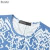ZANZEA Dames Casual Ronde Hals Lange Mouwen Losse Print Jurk