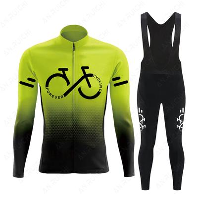 Fluorescent Color Long Sleeve Cycling Clothing MTB Bike Uniform Maillot Ropa Ciclismo Men Bicycle Wear 2026 Autumn Breathable Cycling Suit Set