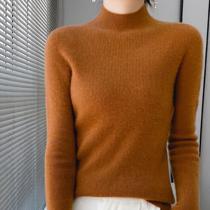 Cardigan Damen Innenstrickware, Slim und Dünn, Rollkragenpullover, Einfarbige Basisschicht