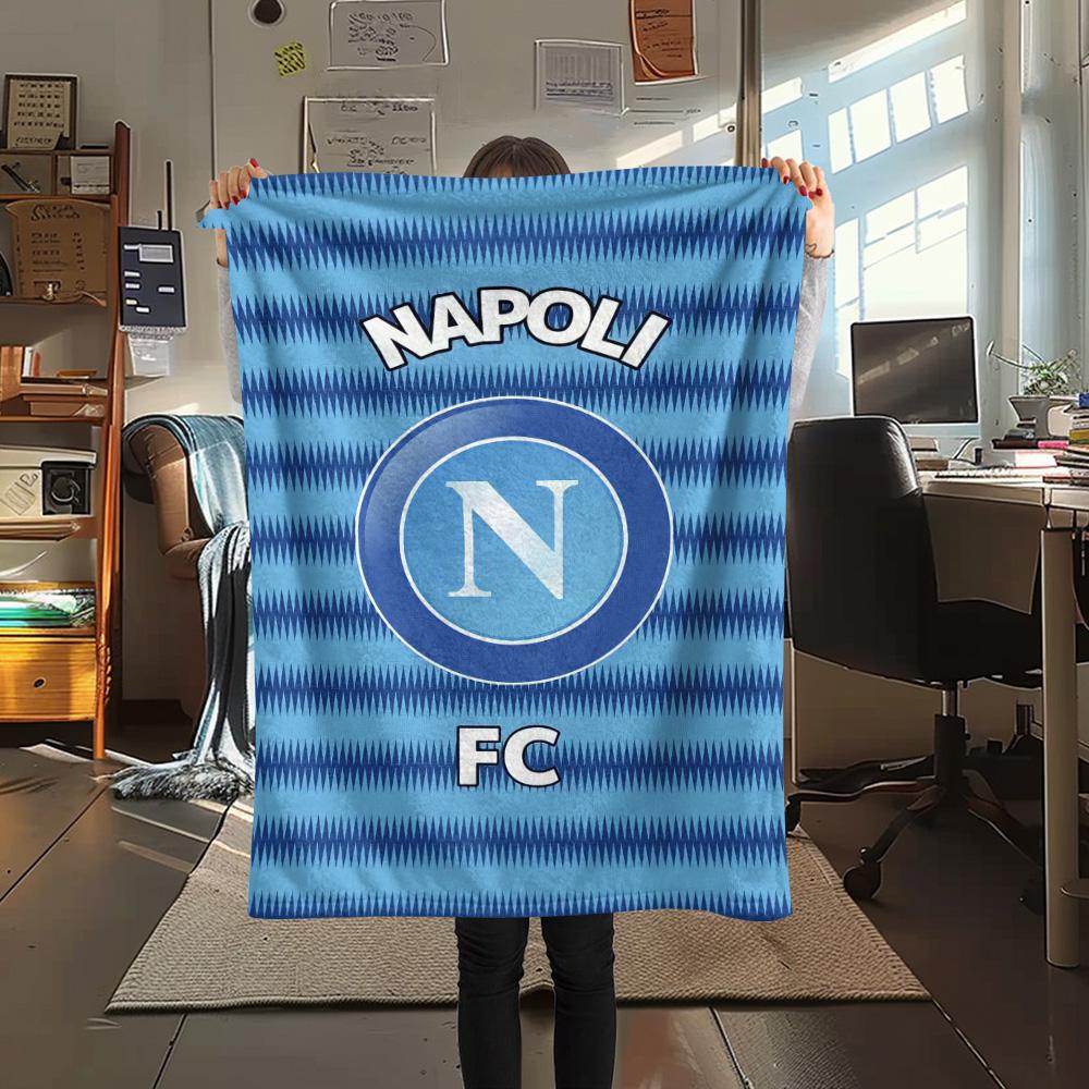 1Pc Napoli FC Print Flannel Blanket High Quality Warm Comfortable Cover for All Seasons Perfect for Gifts Home Decor