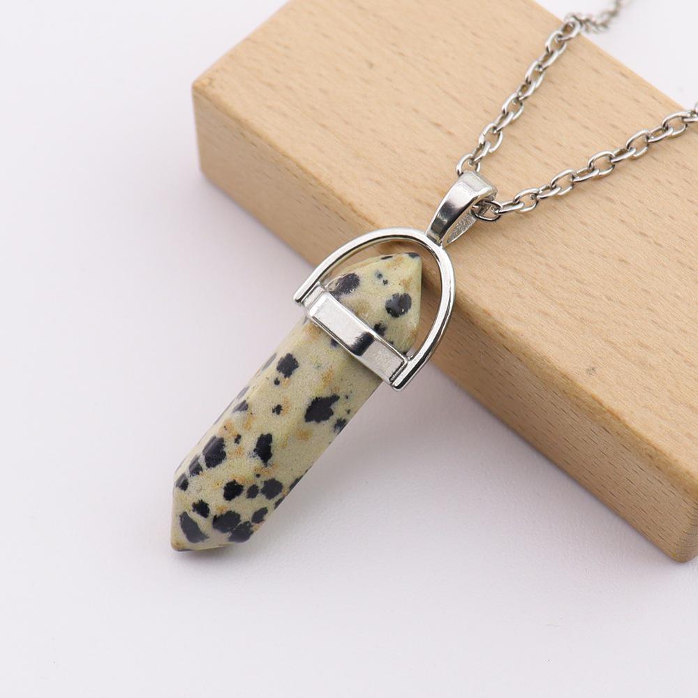 Handmade Amethyst Rose Quartz Hexagonal Pillar Pendant Necklace (N760)