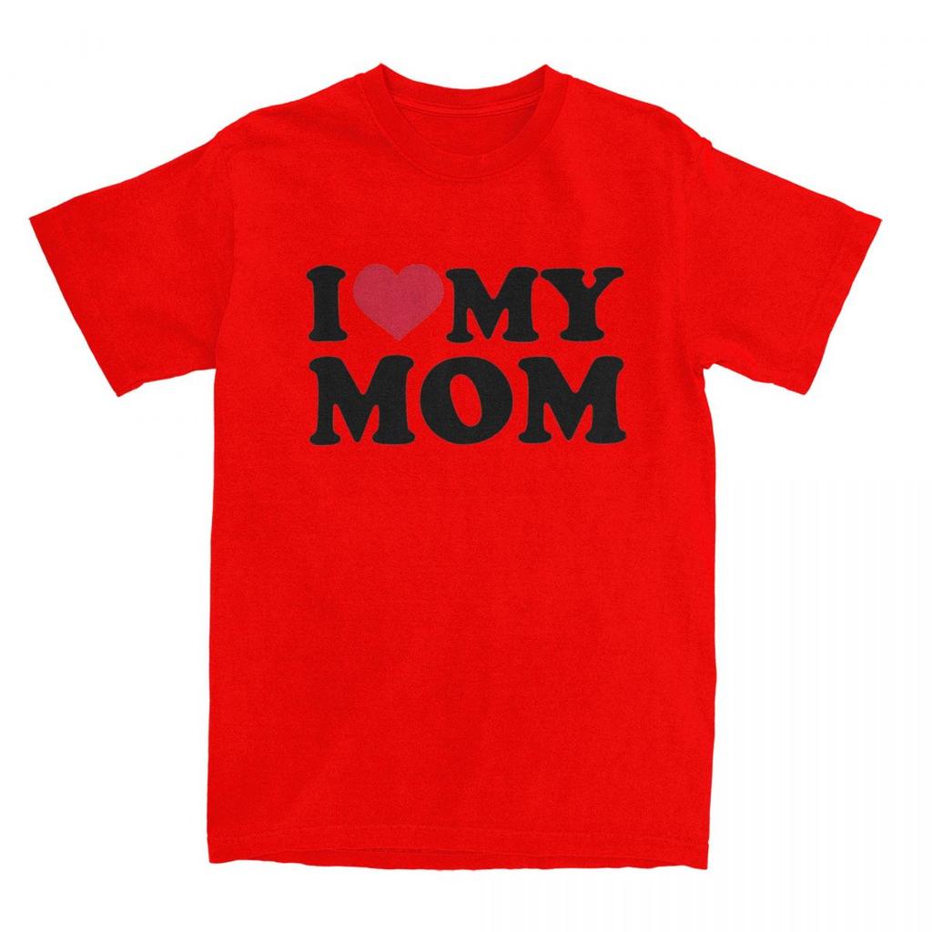 I Love My Mom T Shirt Apparel for Unisex Women Pure Cotton Vintage Gift for Mother Tee Shirt Short Sleeve Clothes Unique