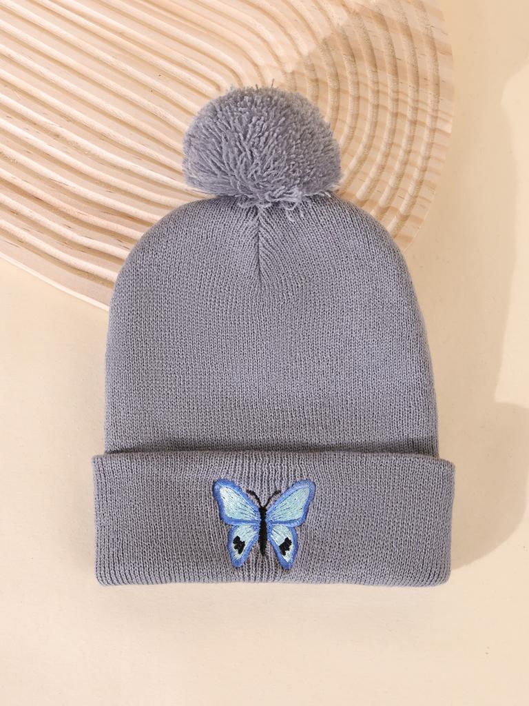 In Herfst En Winter, Gebreide Mutsen Met Vlinderafdruk, Truien En Hotselling Wolmutsen Voor Reizen En Warm Blijven