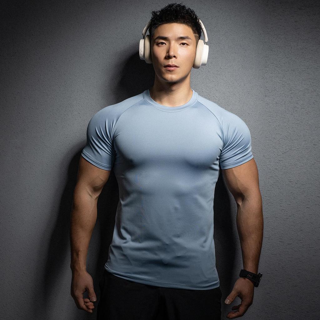 Heren Sneldrogend T-shirt met Korte Mouwen en Stretch voor Gym en Hardlopen