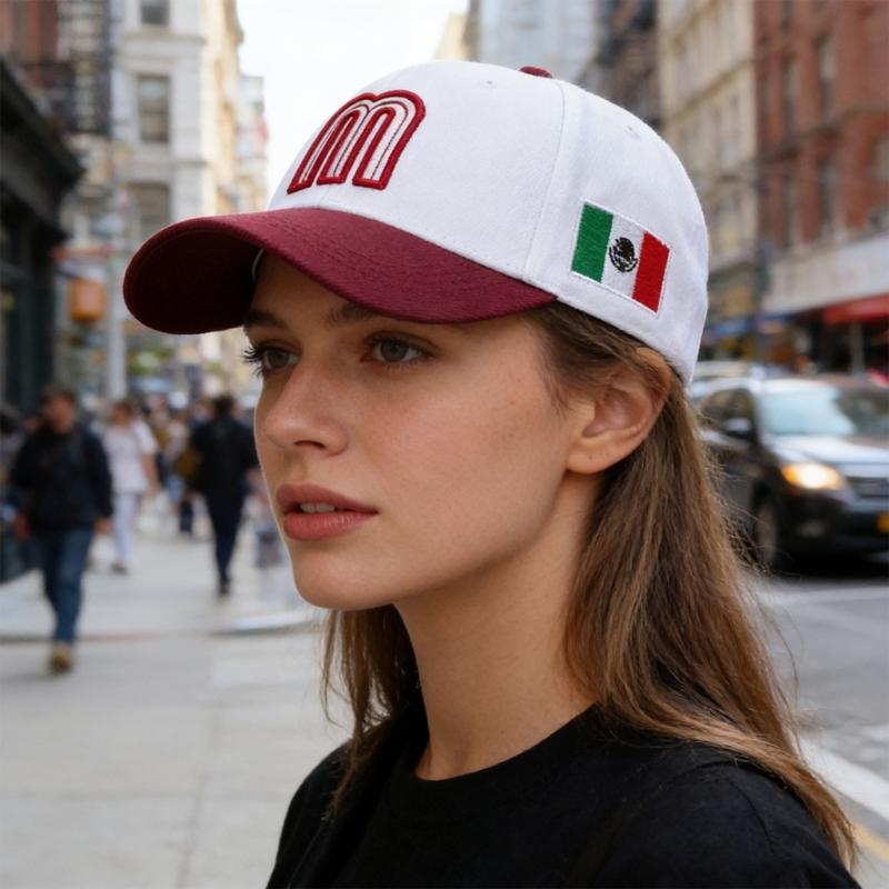 Mexico M Letter Embroidered Baseball Cap Adjustable Cotton Polyester Blend Sunhat For Men Women Kids