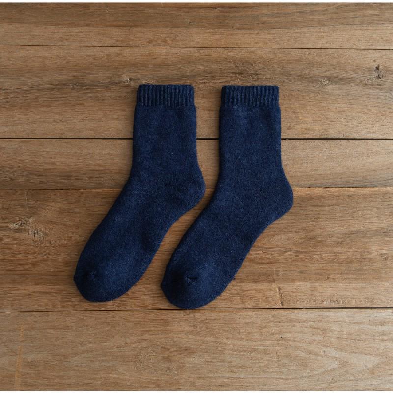 Men's Thickened Wool Mid-Calf Socks - Autumn Winter Warm Solid Color Fashion