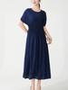 Elegant Summer Pleated Dress - Women's Mid-Length, High-End Design