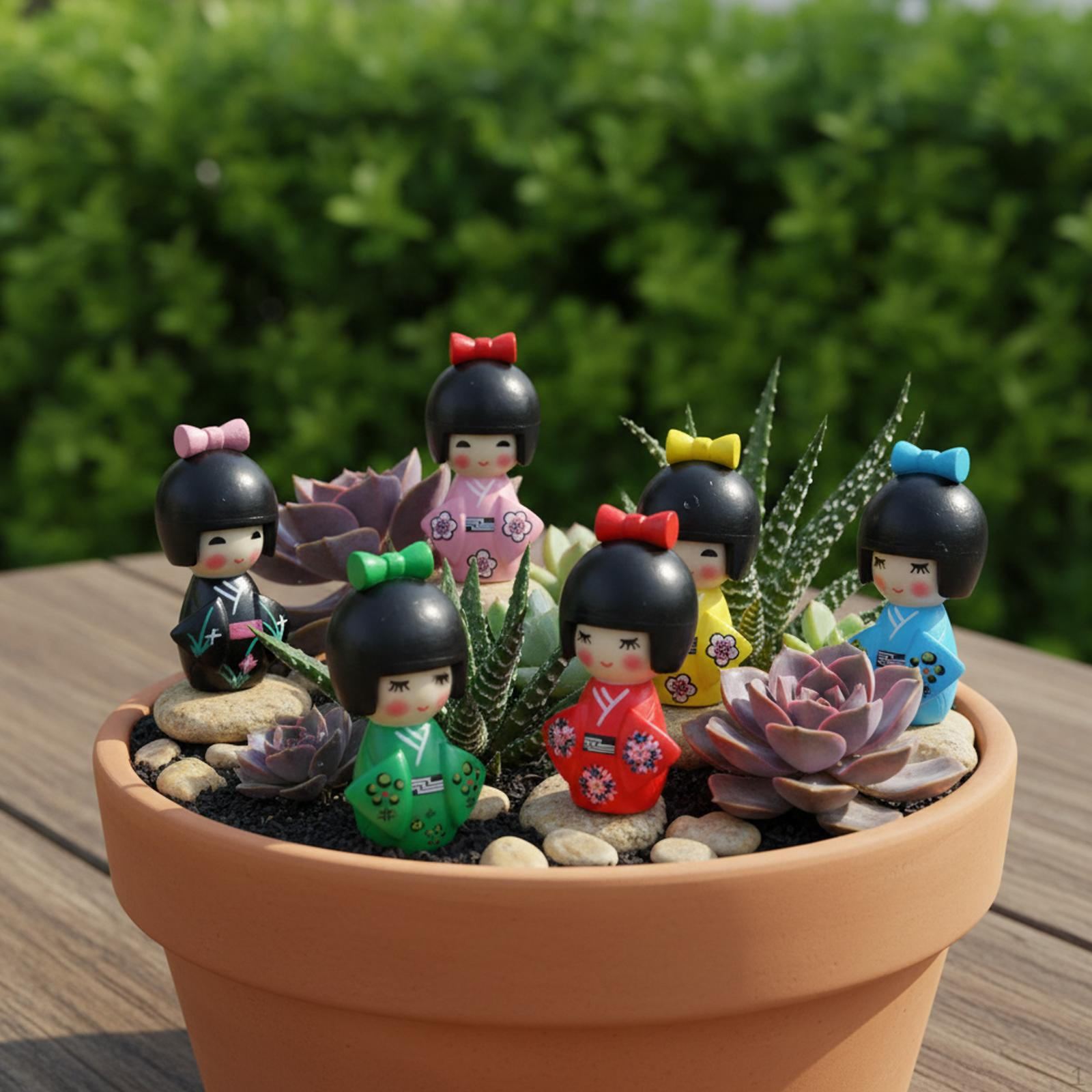 

6Pcs Japanese Dolls Japan Girl Statue Birthday Gift DIY Unique Adorable Bonsai Decoration Home