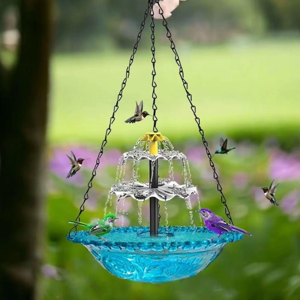 Household Solar Fountain Floating Water Feature Hummingbird Bathing Bowl Outdoor Use
