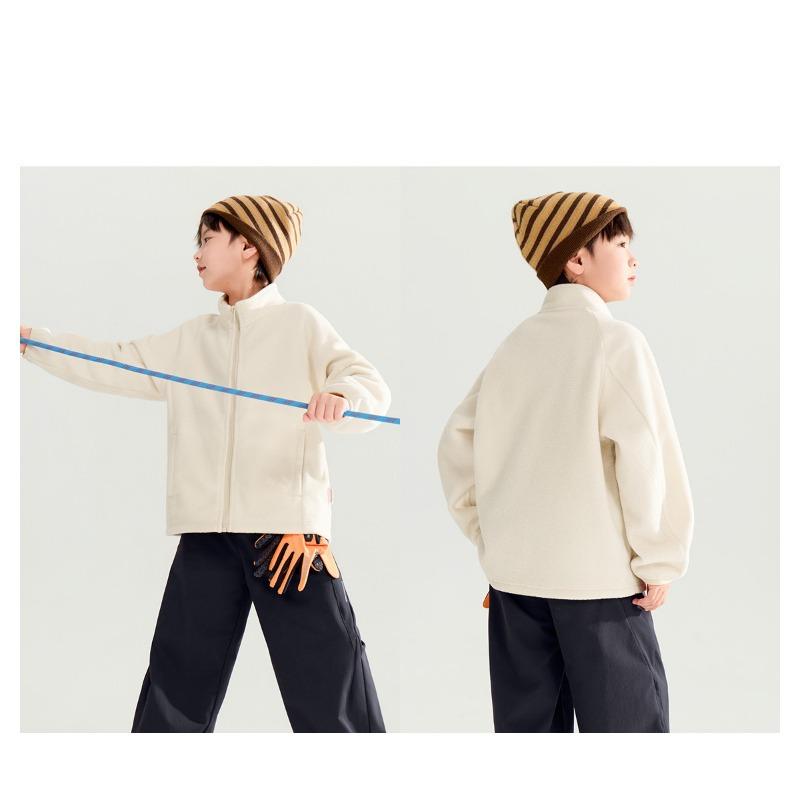 Boy S Fleece Jacket Stand Collar Long Sleeve Casual Autumn School Outerwear