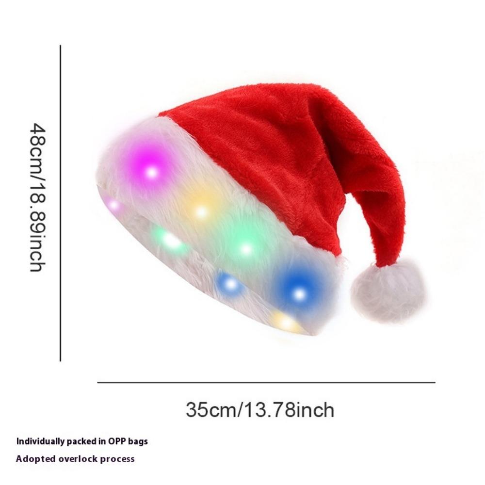 Qiaochi Christmas Decoration Plush Luminous Led Christmas Hat Santa Hat Christmas Supplies