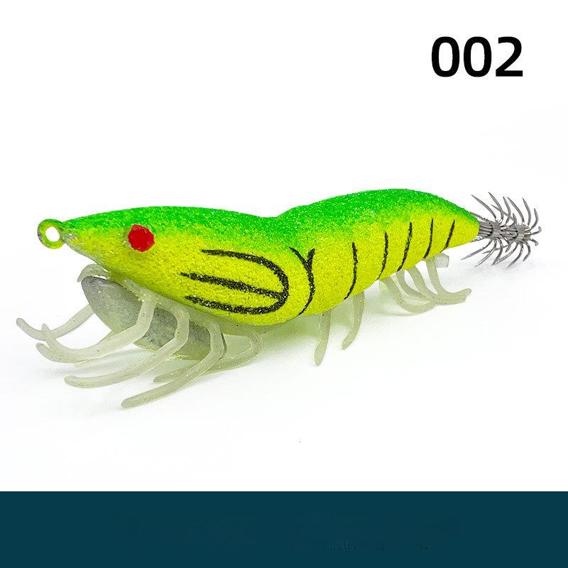 Luminous Wooden Shrimp Squid Hook with Beads and Soft Foot Lure for Sea Fishing and Lobster Bait