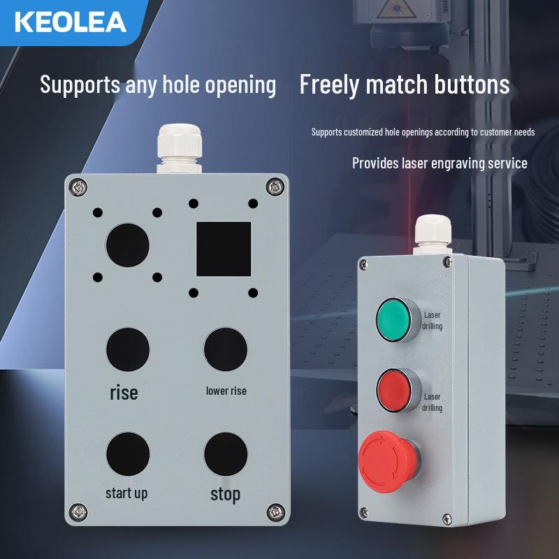 Waterproof Aluminum Emergency Stop Metal Button Box, 22MM, Impact-Resistant Empty Control Box