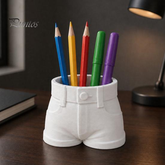 Practical Pen Container Shorts Shaped Holder, Funny Stationery Makeup Brush Storage Cup, 3D Cute Cup for Students Print Creative Office And