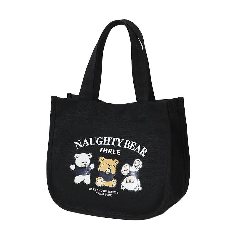 Canvas Lunch Bag Classic Bear Lunch Box Storage Handbag Multifunctional