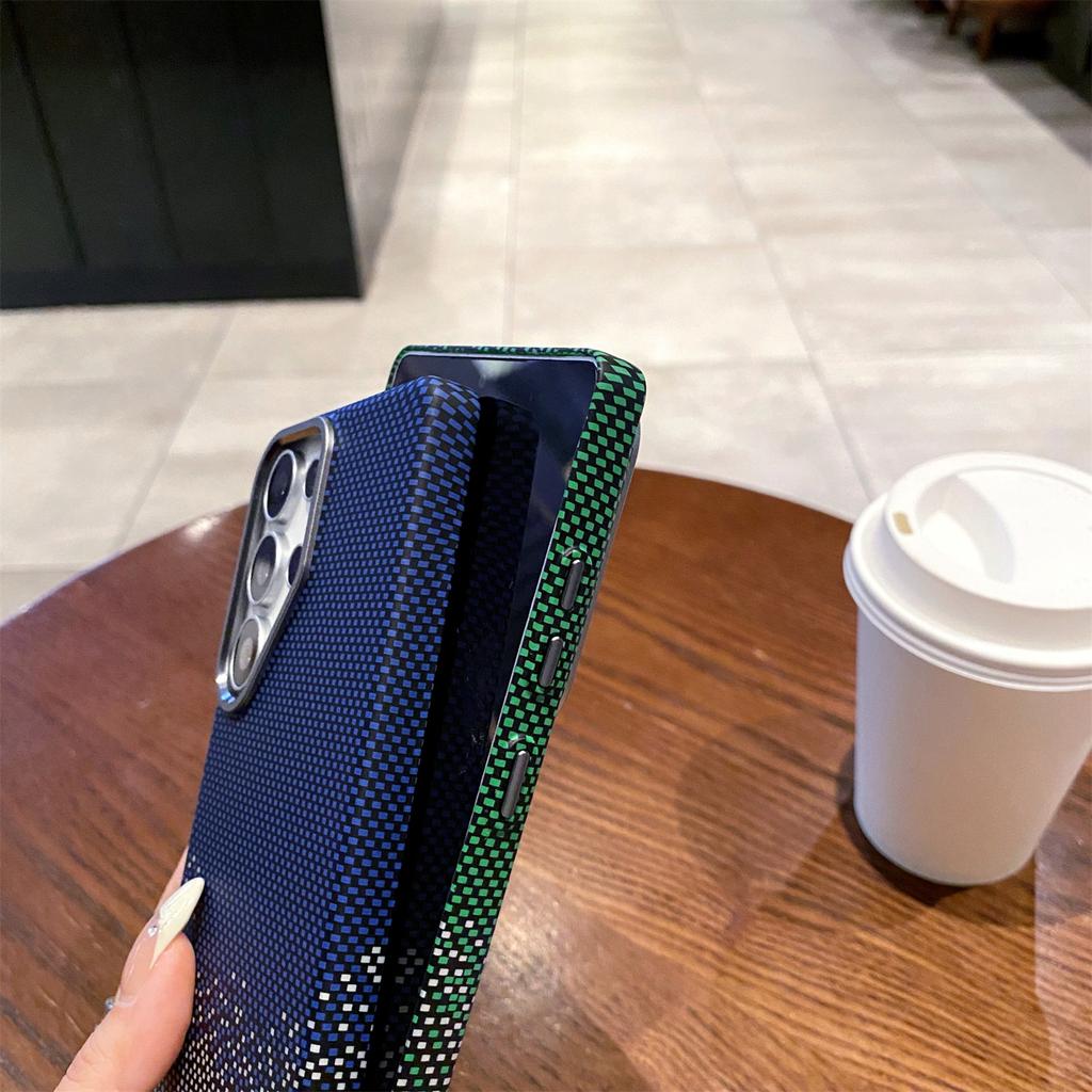 S25+ Luxury Cover for Samsung Galaxy S25 Plus Ultra Phone Case Carbon Fiber Kevlar Pattern Magnetic Slim Protective
