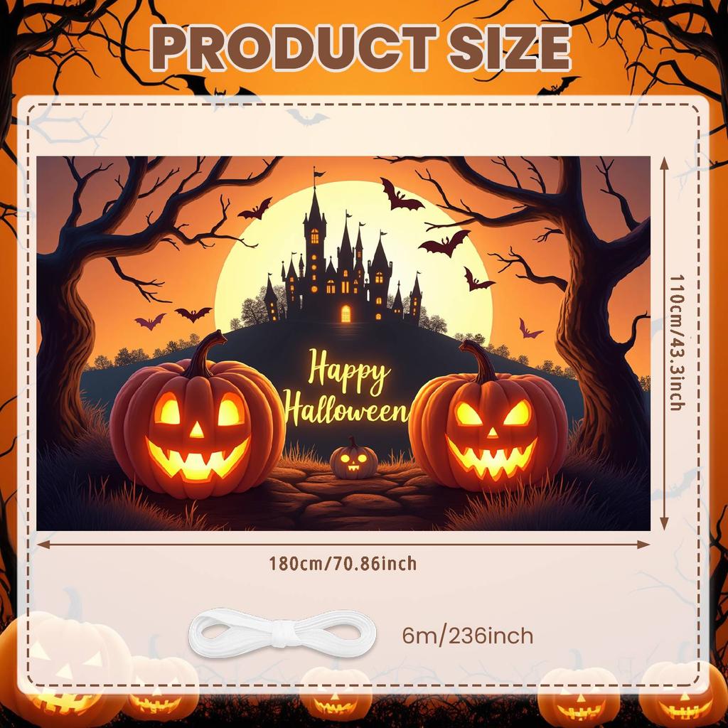 Event Banner Full Moon Halloween Party Banner Spooky Banner Halloween Decor For Fall Festival Outdoor Event Indoor Party