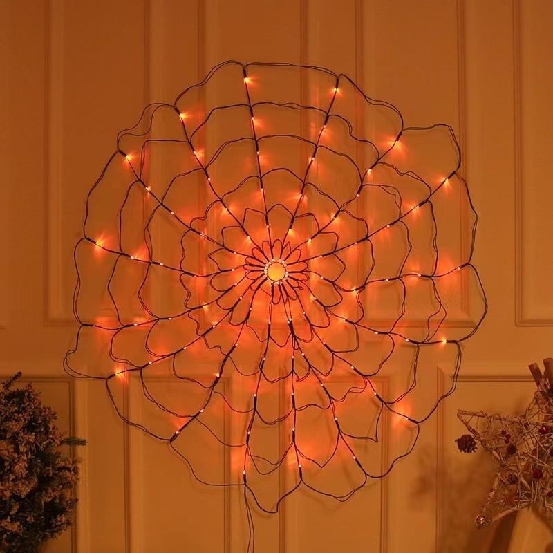 Spider Web Led String Lights For Halloween Decor With 1.2m 70led