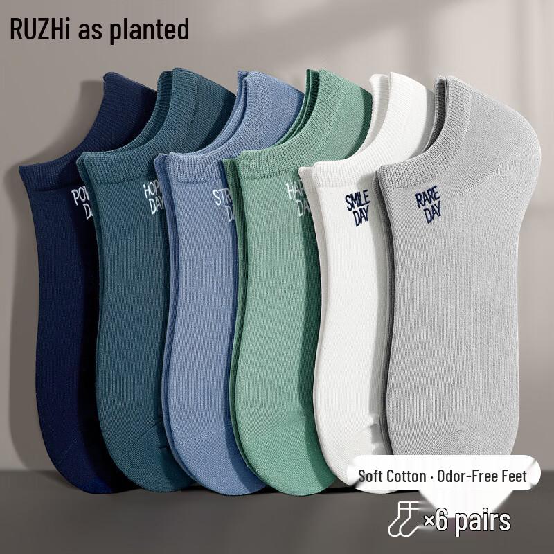 Ruzhi Men s Cotton No-Show Socks One Size