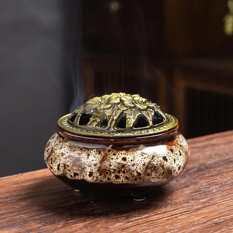 Ceramic Incense Burners Holder Coil Cones Stick Incense Buddhist Home Decor Tearoom Yoga Room Desktop Ornaments Aroma Burner