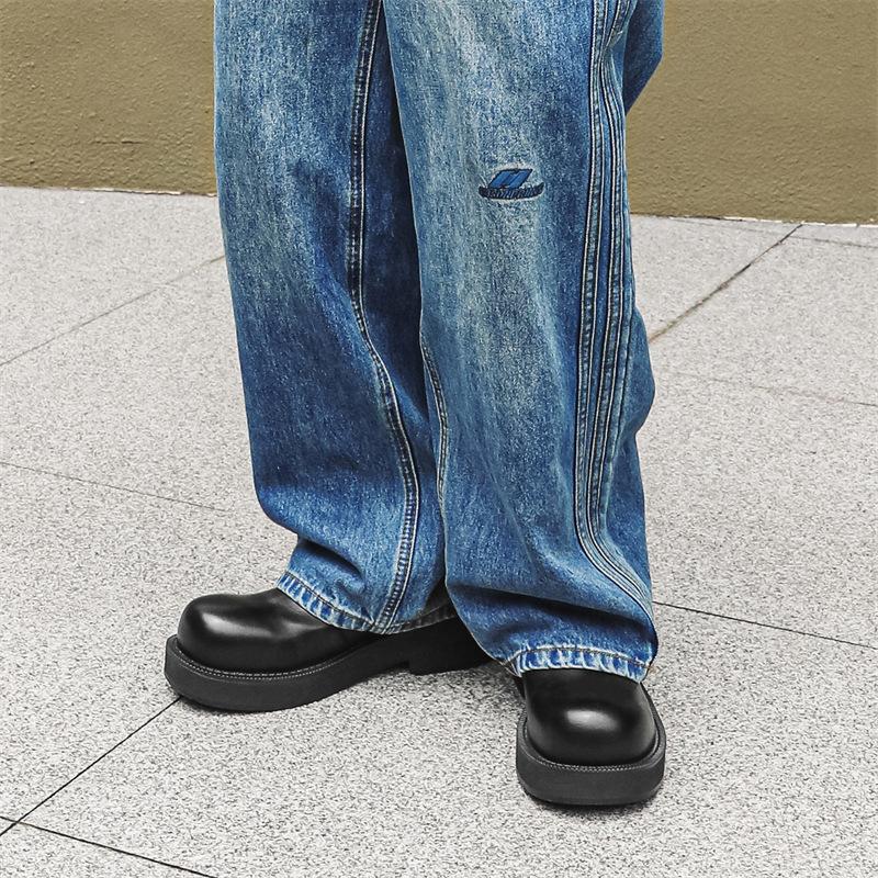 Derby shoes platform round head comfortable big head men's shoes locomotive shoes nightclub handsome hairdresser men's shoes 57322-J