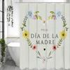 Glad Mors Dag Härlig Blommig Duschdraperi, Dekorativt Duschdraperi för Badrum, Vattentätt Duschdraperi med Krokar
