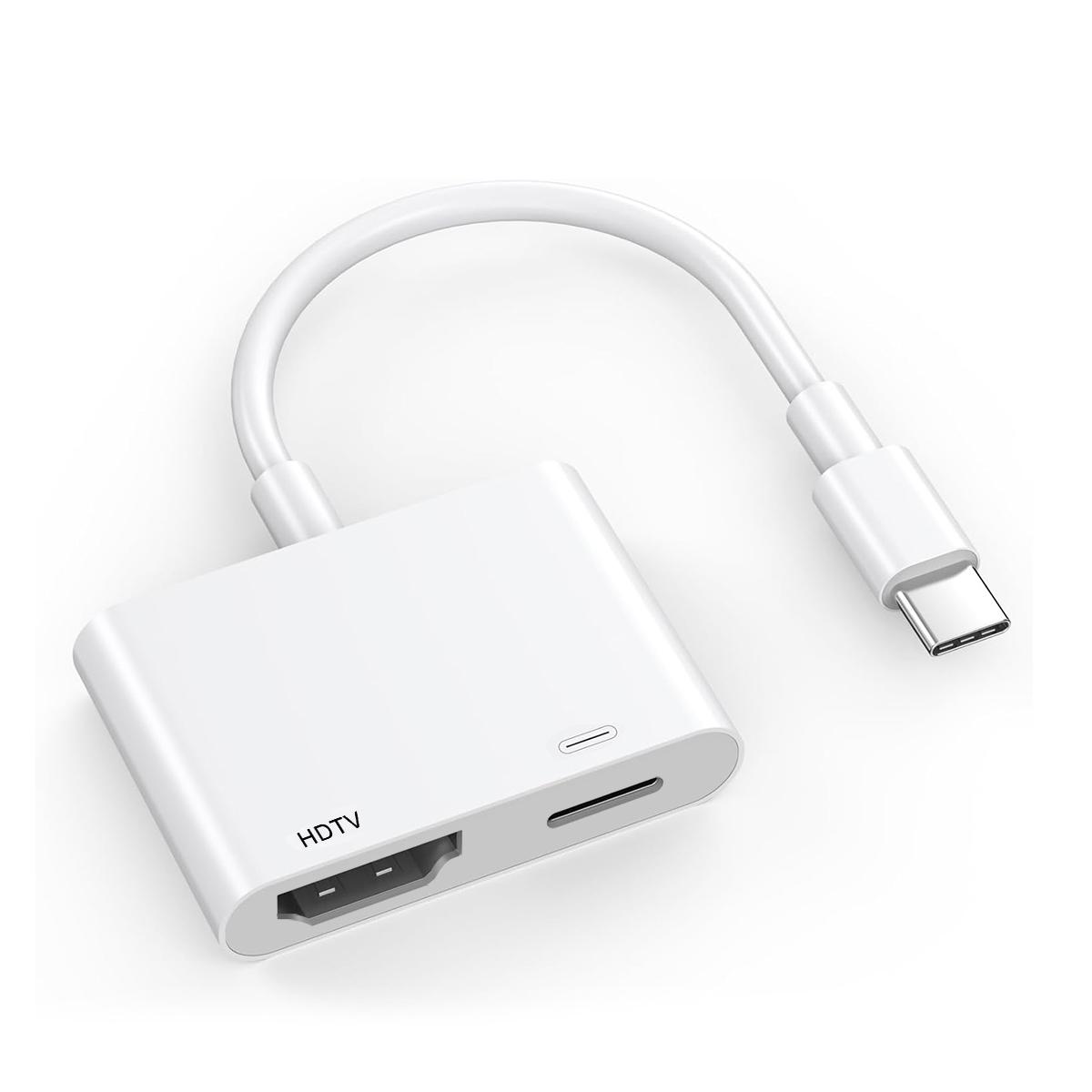 

Type-C to HD Adapter with Charging Port 2 in 1 Screen Mirroring Audio Video Sync Converter for TV Monitor Projector As Shown A