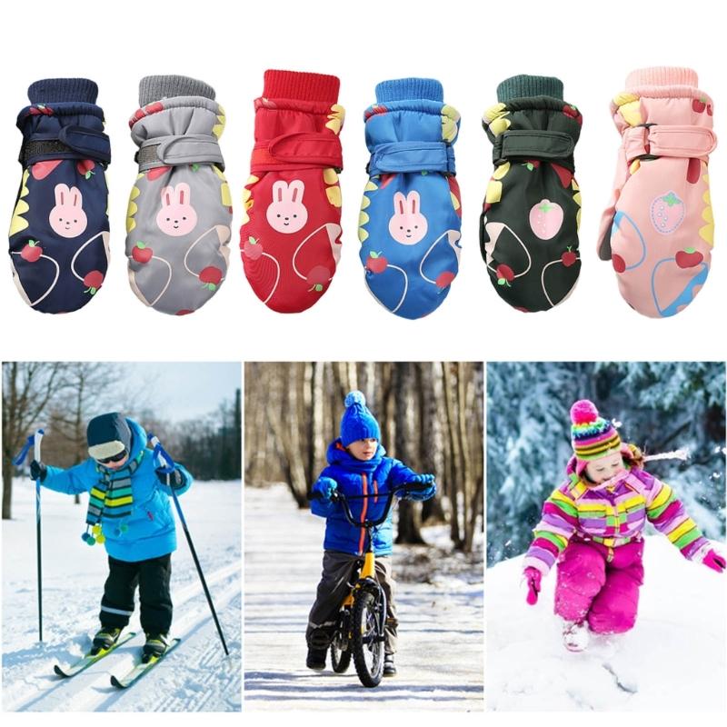Thickened Winter Gloves Anti Slip Snow Gloves Unisex Warm Mittens Outdoor Skiing Skating Hiking Essential for Children
