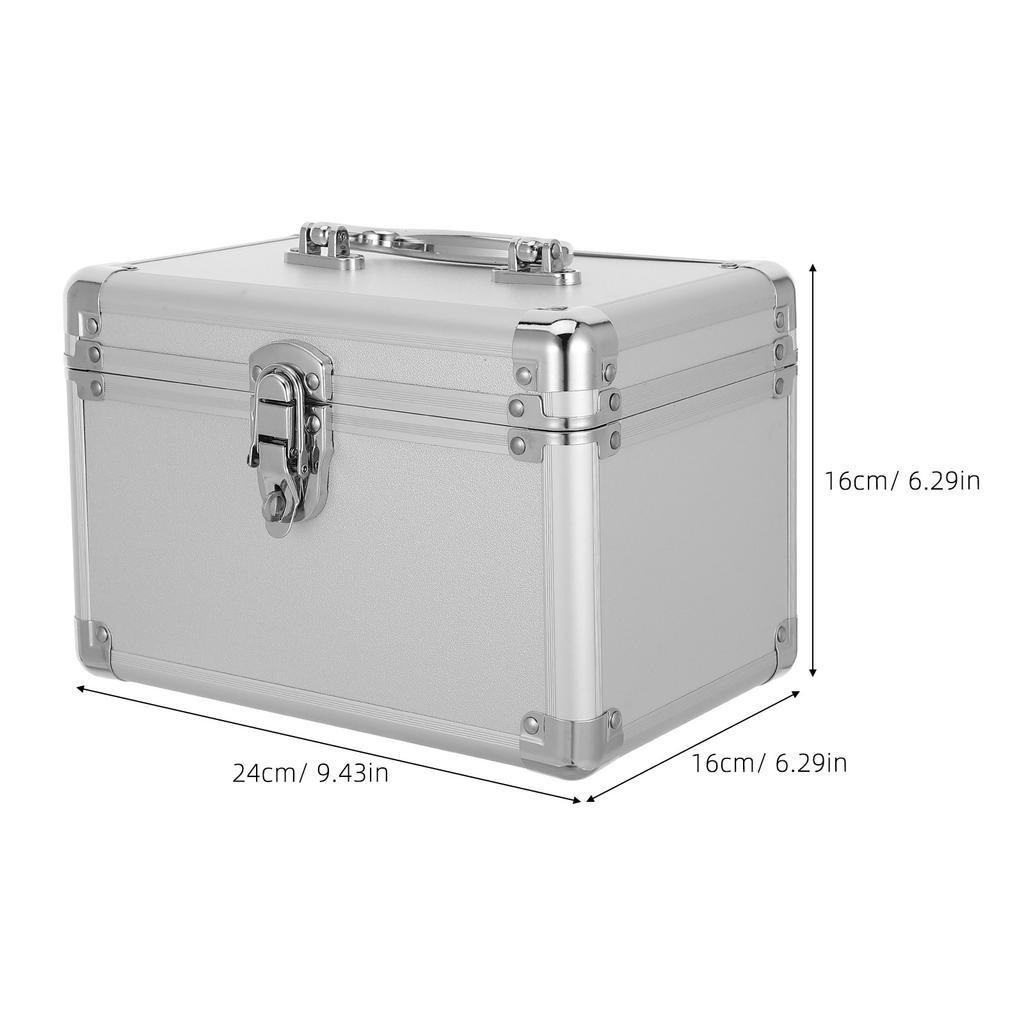 Multifunctional Aluminum Alloy Tool Box 9.5x6.3x6.3in Heavy Duty Handle Buckle Portable Organizer Case for Instruments Tools
