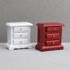 1:12 Dollhouse White Nightstand, Wooden Drawer Side Table for Bedroom, Miniature Furniture Model for Dollhouse Scene