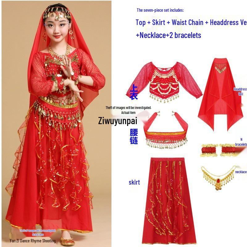 Disfraz de Espíritu Conejo de Jade - Demonio Femenino Traje de Actuación Infantil de Danza India