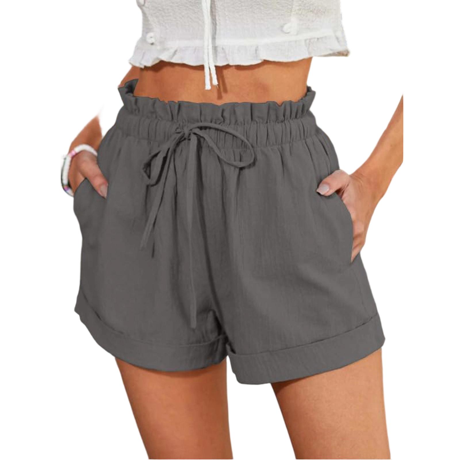 

Women s Casual Elastic Waistband Drawstring Shorts with Pockets Lightweight Summer Beachwear Relaxed Fit XL