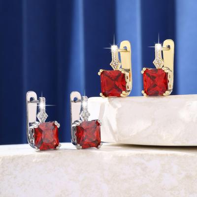 Boucles d'oreilles manchette carrées géométriques de luxe en zircone et boucles d'oreilles pendantes pour femmes