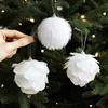 8CM White Foam Christmas Ball Ornament Snowy Holiday Decoration Lightweight Sequin Xmas Tree Hanging Pendant for Home New Year