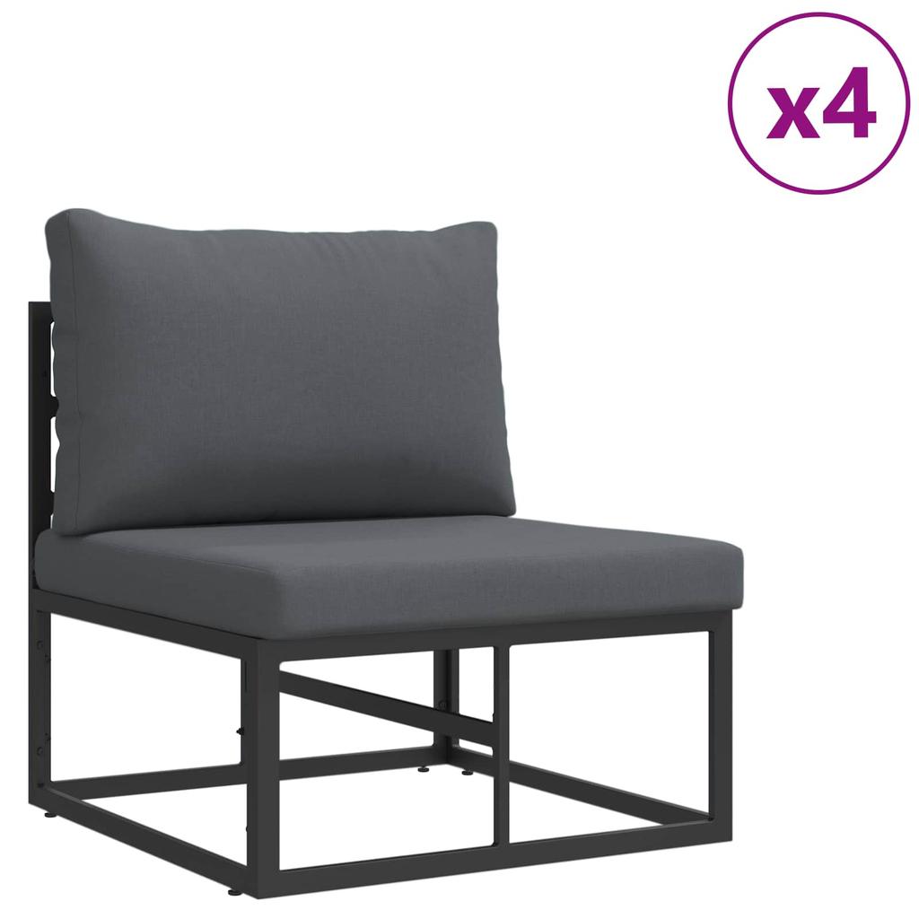 Garden Sofa Set with Cushions 6 Pcs Black Aluminum