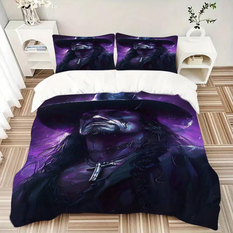 3pcs Purple Wizard Hat Home Bedding Set-Universal Three-Piece Suit for Bedroom, Guest Room, Living Room, Hotel-Perfect Holiday Gift for Fans