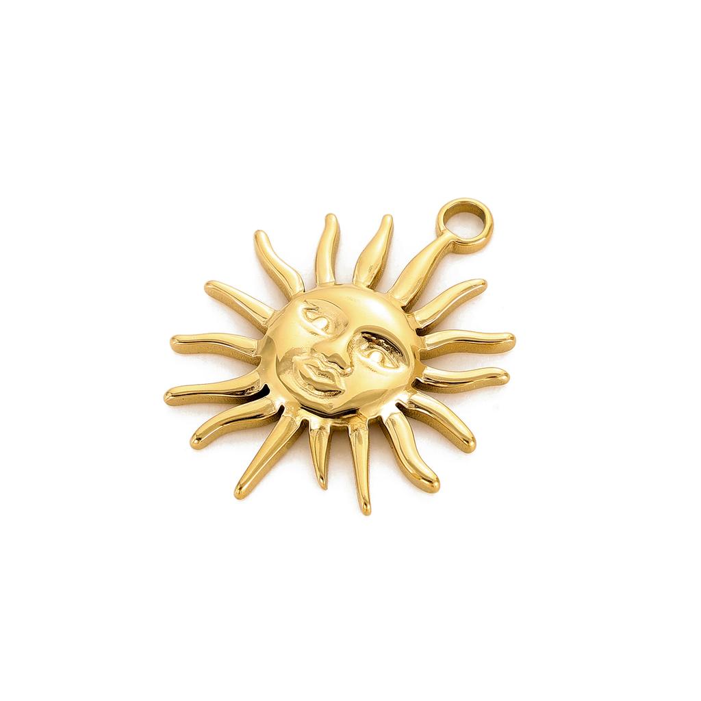 Colorful 18K Gold Plated Oil Drop Stainless Steel Charms Enamel Sun Flower Moon Pendants For Necklace Jewelry Making