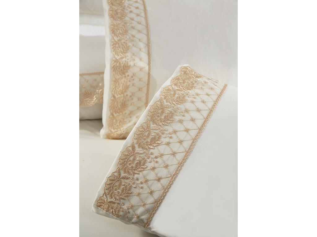 Suzan Juego de Funda Nórdica 6 Piezas, Funda Nórdica 200x220, Sábana 240x260 Tejido Jacquard, Tamaño Completo, Doble Tamaño Crema Capuchino