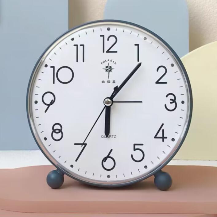 Polaris Silent Alarm Clock with Large Numbers, Modern Minimalist Design for Bedroom or Desk