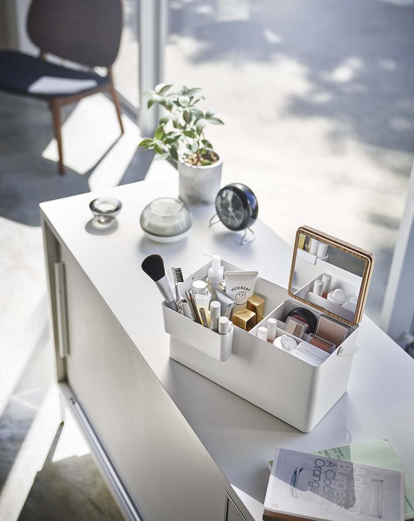 Tower Makeup with Cosmetic Large Easy to Stylish Box, White, Mirror, Box, Handle, Portable, Capacity, Use, Compact, Slim,