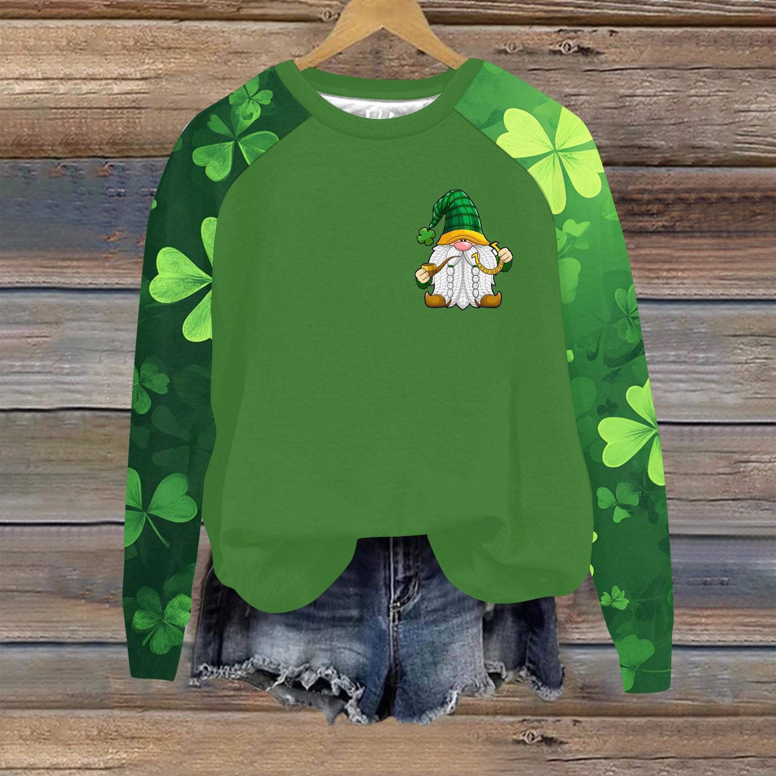 

Женский модный рукав реглан St. Повседневная толстовка с круглым вырезом и принтом ко Дню Святого Патрика XL белый